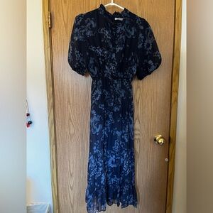 Chic Black Floral Long Sleeve Dress